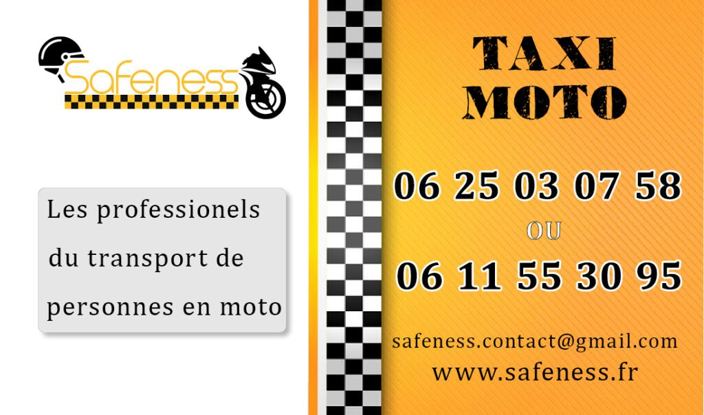 carte de visite safeness - Taxi Moto Paris